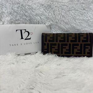 Fendi Brown & Black Zucca Canvas Continental Wallet